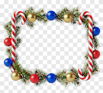 Christmas Wreath With Candy Canes And Ornaments PNG