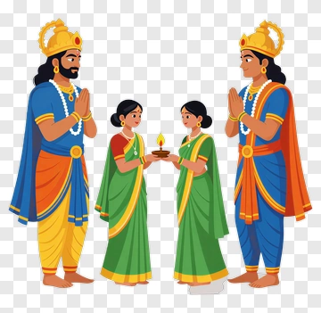 Hindu Family Celebrating A Festival With Diyas PNG