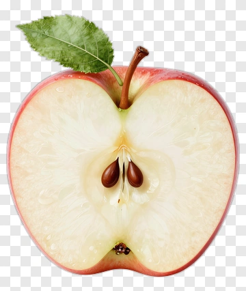 Sliced Apple With Leaf PNG