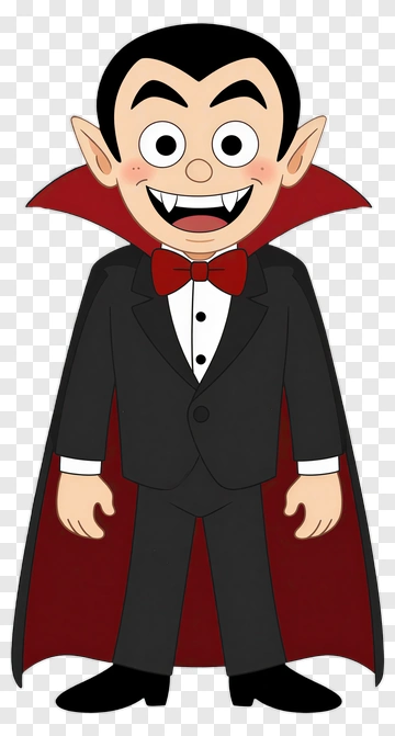 Cartoon Vampire In A Black Suit PNG