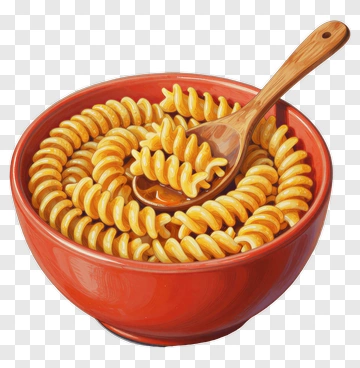 Bowl Of Pasta With Wooden Spoon PNG