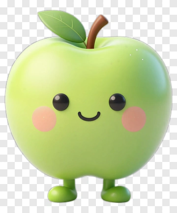 Cartoon Green Apple Character PNG