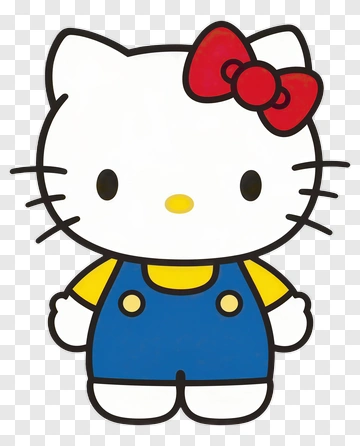 Hello Kitty Character In Blue Overalls PNG
