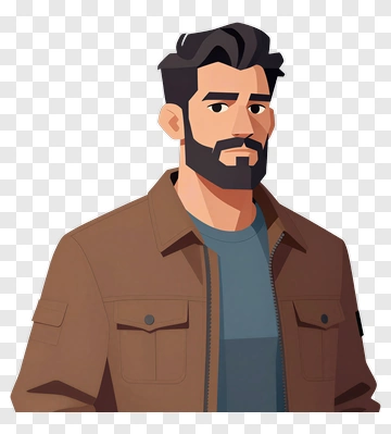 Cartoon Man With Beard Wearing A Jacket PNG