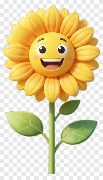 Cartoon Sunflower With A Happy Face PNG