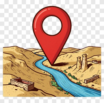 Map Pointer Over A Desert Landscape PNG