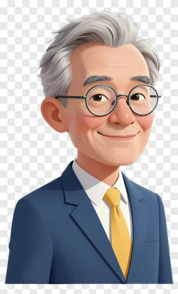 Cartoon Elderly Man In A Suit PNG
