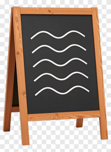 Wooden A-Frame Chalkboard With Wavy Lines PNG