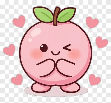 Kawaii Peach Character With Hearts PNG