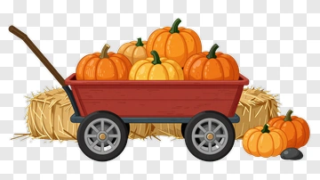 Pumpkin Cart Filled With Harvest Pumpkins PNG