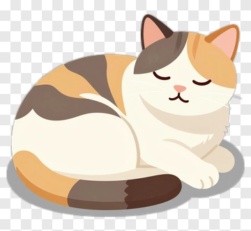 Cartoon Calico Cat Sleeping PNG