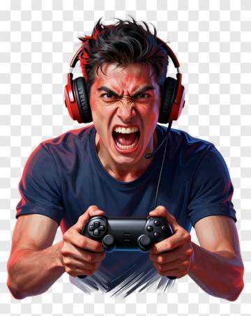 Angry Gamer Holding A Video Game Controller PNG