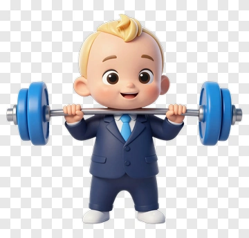 Cartoon Baby Holding A Barbell PNG