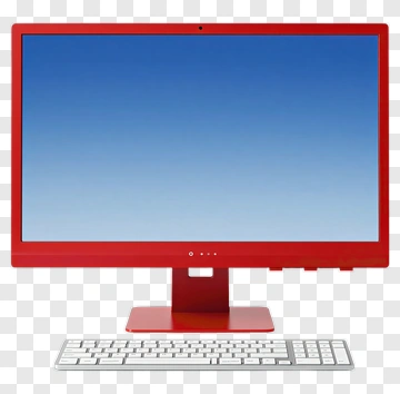 Red Desktop Computer With Keyboard PNG
