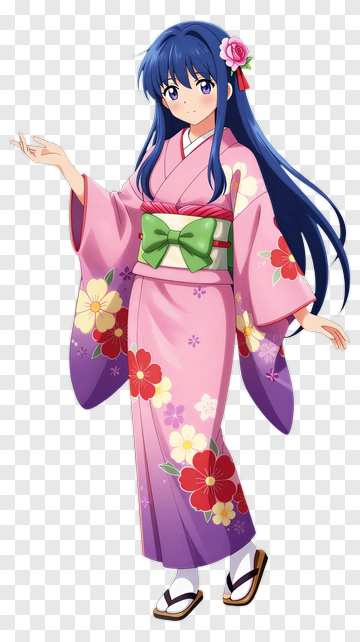 Anime Girl In A Pink Kimono PNG