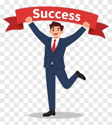 Happy Businessman Celebrating Success PNG