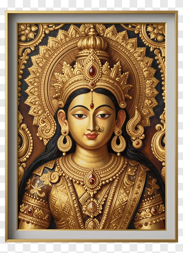 Goddess Artwork With Intricate Gold Detailing PNG