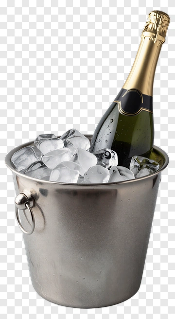Champagne Bottle In Ice Bucket PNG