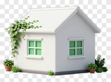 3D House Surrounded By Plants PNG