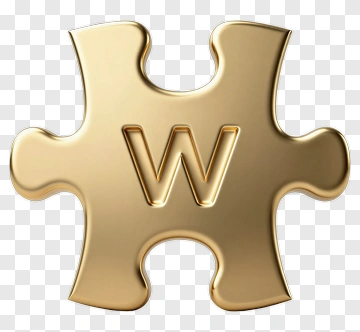 Gold Puzzle Piece With W PNG