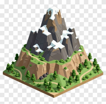 3D Mountain With Snow-Capped Peaks PNG