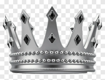 Silver Crown With Black Gems PNG