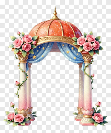 Decorative Wedding Arch With Flowers PNG