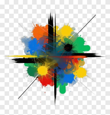 Colorful Splash Of Paint With Black Lines PNG
