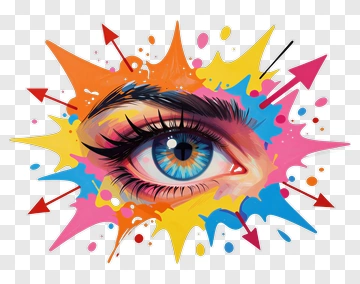 Colorful Eye Illustration With Splash Background PNG