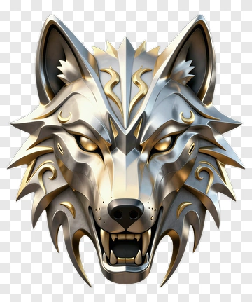 3D Wolf Head Sculpture PNG