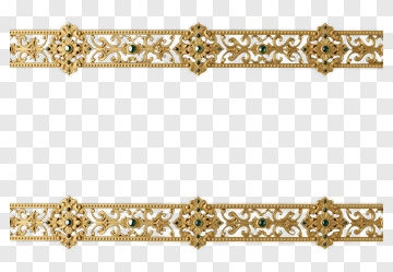 Golden Decorative Border With Gems PNG