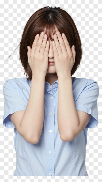 Woman Covering Her Face With Hands PNG