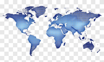 World Map With Dotted Blue Design PNG