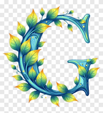 Colorful Leafy Letter G PNG