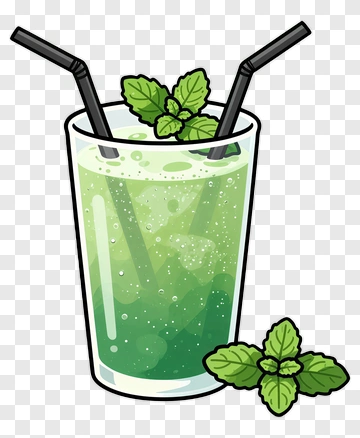 Minty Green Beverage With Straws PNG