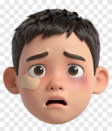 Worried Boy With Bandages PNG