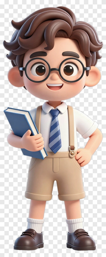 Cartoon Boy Holding A Book PNG