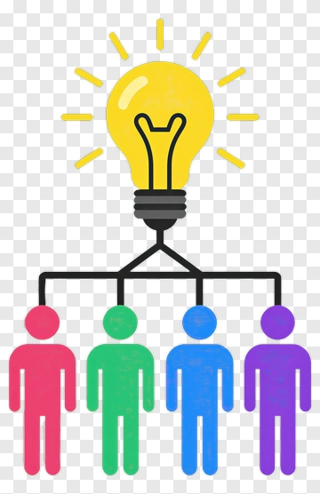 People Collaborating With A Light Bulb Idea PNG