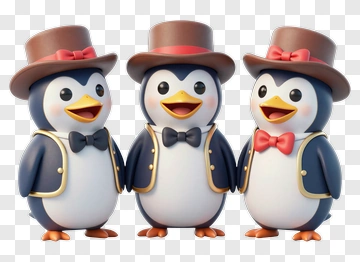 Cartoon Penguins In Formal Attire PNG