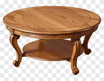 Wooden Round Coffee Table PNG