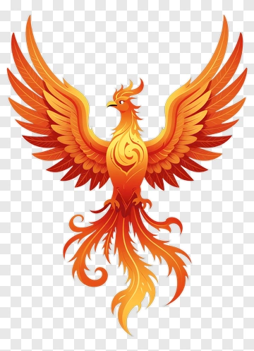 Colorful Phoenix With Fiery Wings PNG
