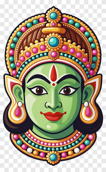 Colorful Indian Goddess Face Illustration PNG