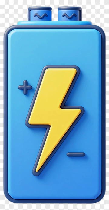 3D Battery With Lightning Bolt Icon PNG
