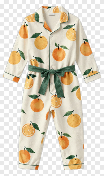 Orange Print Pajama Set PNG