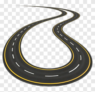 Curved Road With Yellow Lines PNG