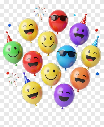 Colorful Smiley Face Balloons PNG