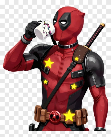 Deadpool Drinking From A Unicorn Mug PNG