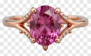 Rose Gold Ring With Pink Gemstone PNG