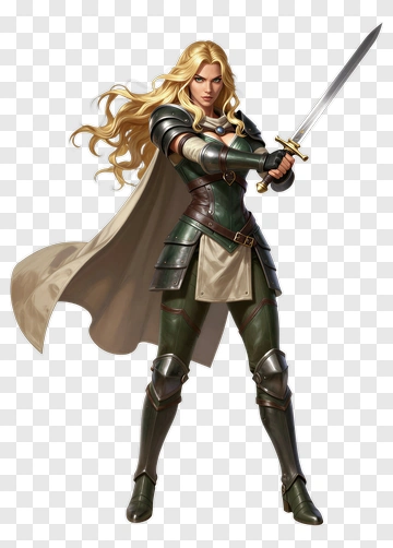 3D Fantasy Warrior Woman Holding A Sword PNG