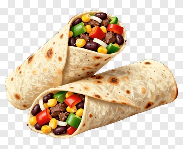 Delicious Burrito Filled With Vegetables And Meat PNG